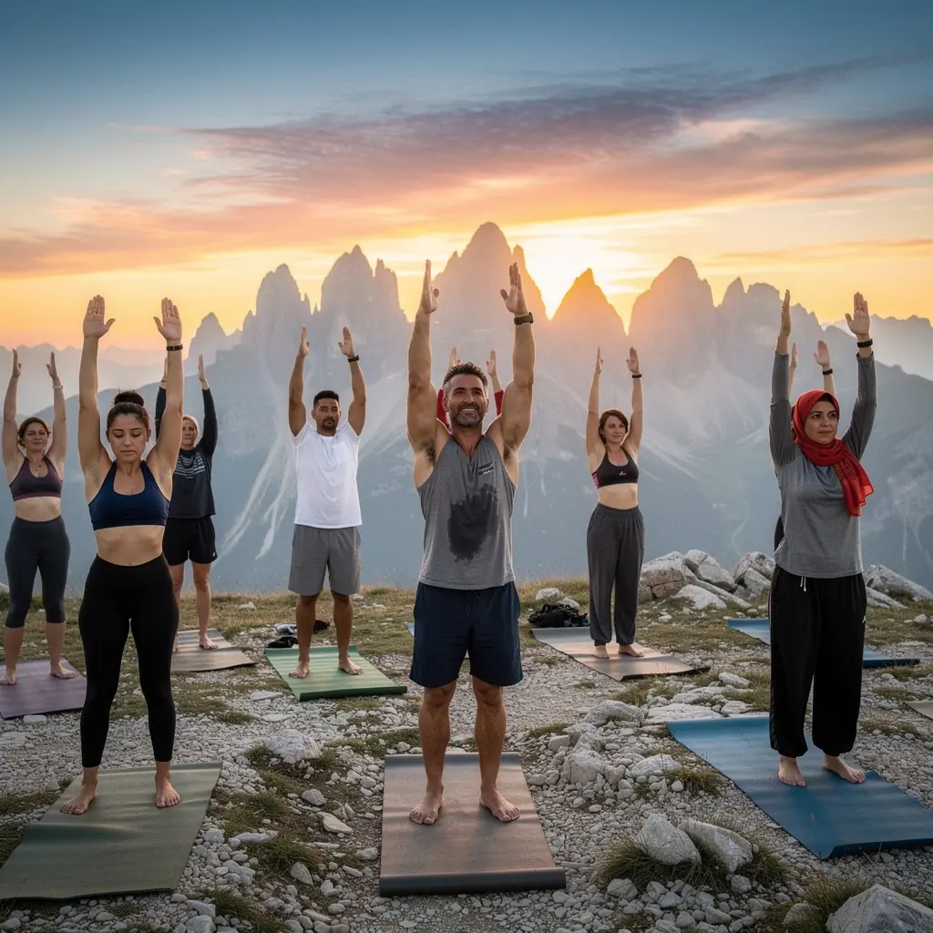 Una persona seduta in meditazione su una spiaggia al tramonto.